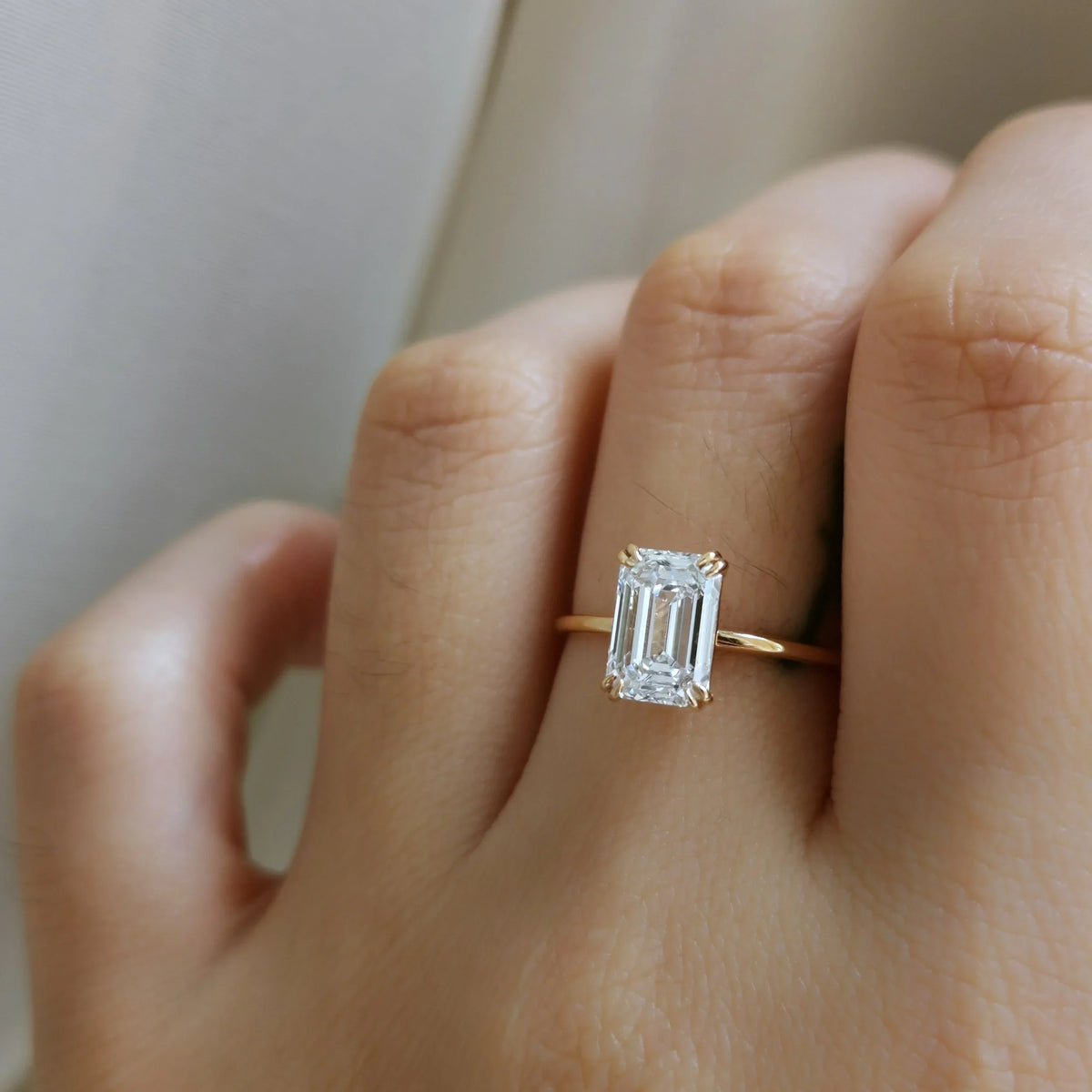 Solitaire Double Prong-1.6 CT Emerald Lab Grown Diamond Engagement Ring