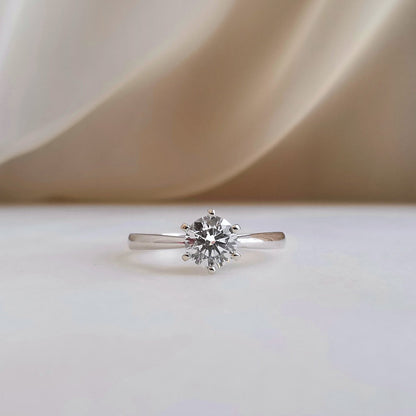 Solitaire Cathedral-0.5 CT Round Lab Grown Diamond Engagement Ring