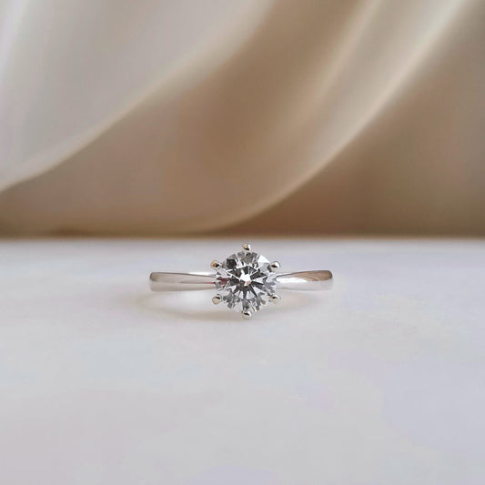 Solitaire Cathedral-0.5 CT Round Lab Grown Diamond Engagement Ring