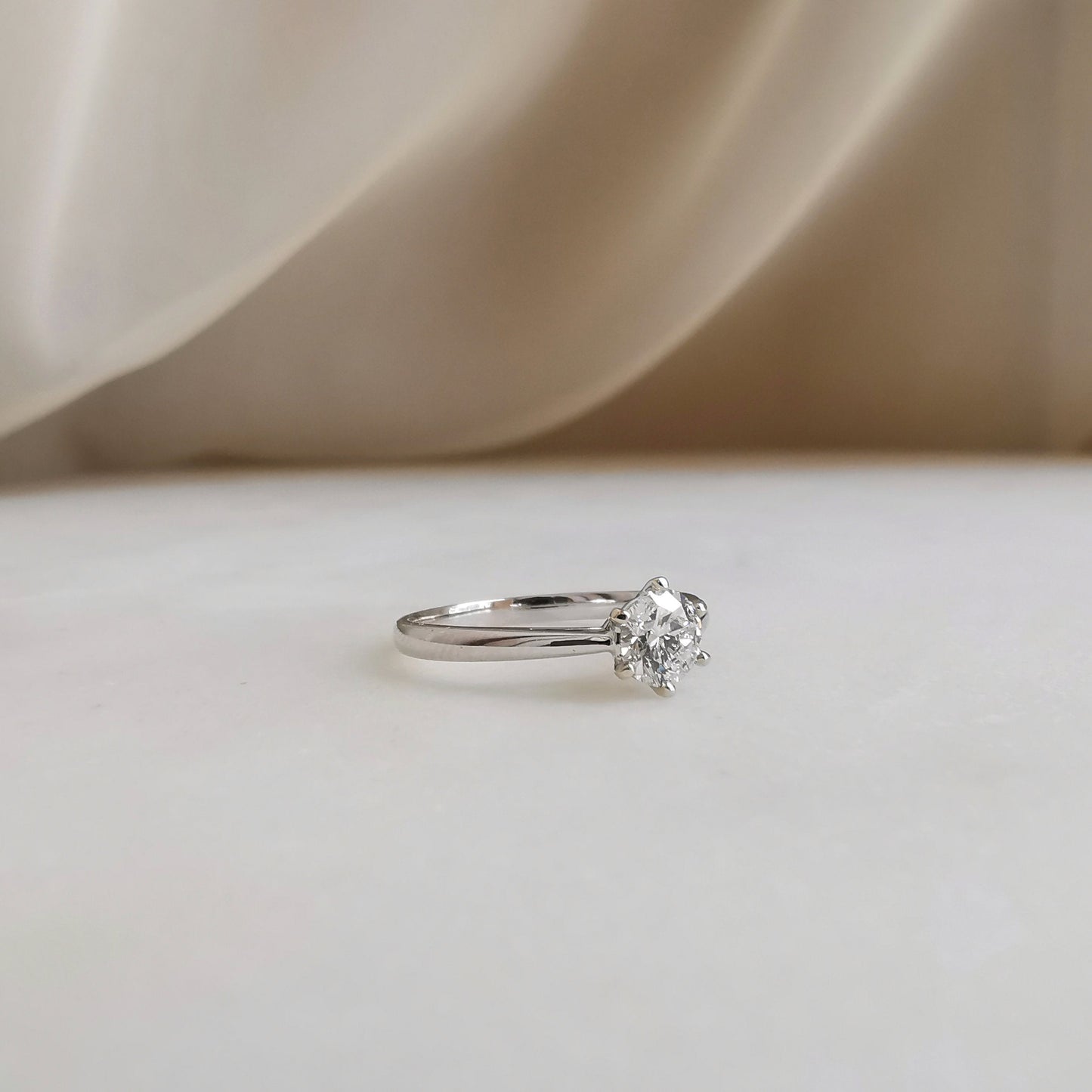Solitaire Cathedral-0.5 CT Round Lab Grown Diamond Engagement Ring