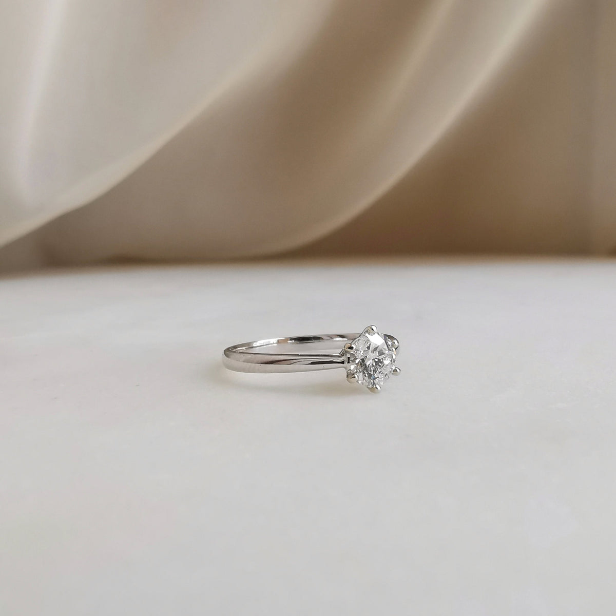 Solitaire Cathedral-0.5 CT Round Lab Grown Diamond Engagement Ring
