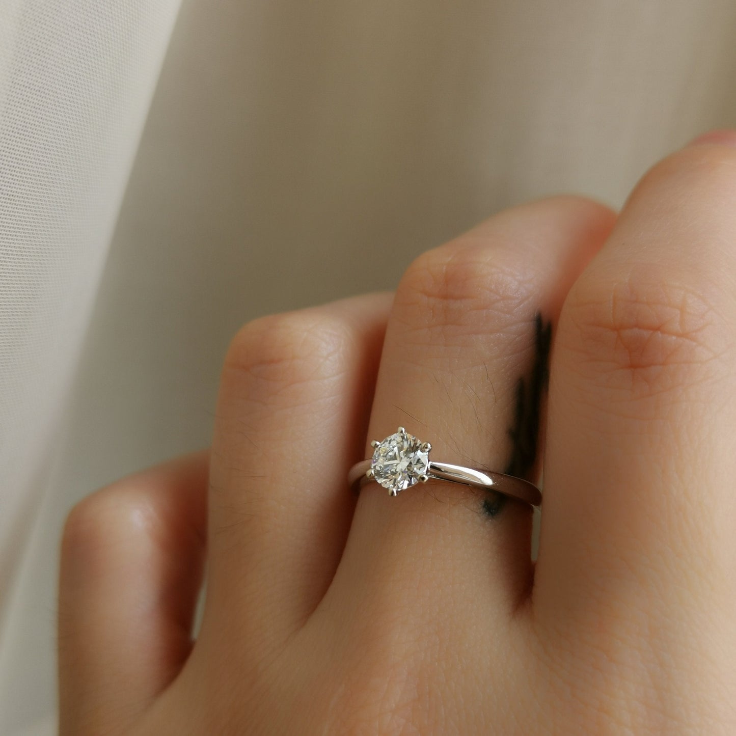 Solitaire Cathedral-0.5 CT Round Lab Grown Diamond Engagement Ring