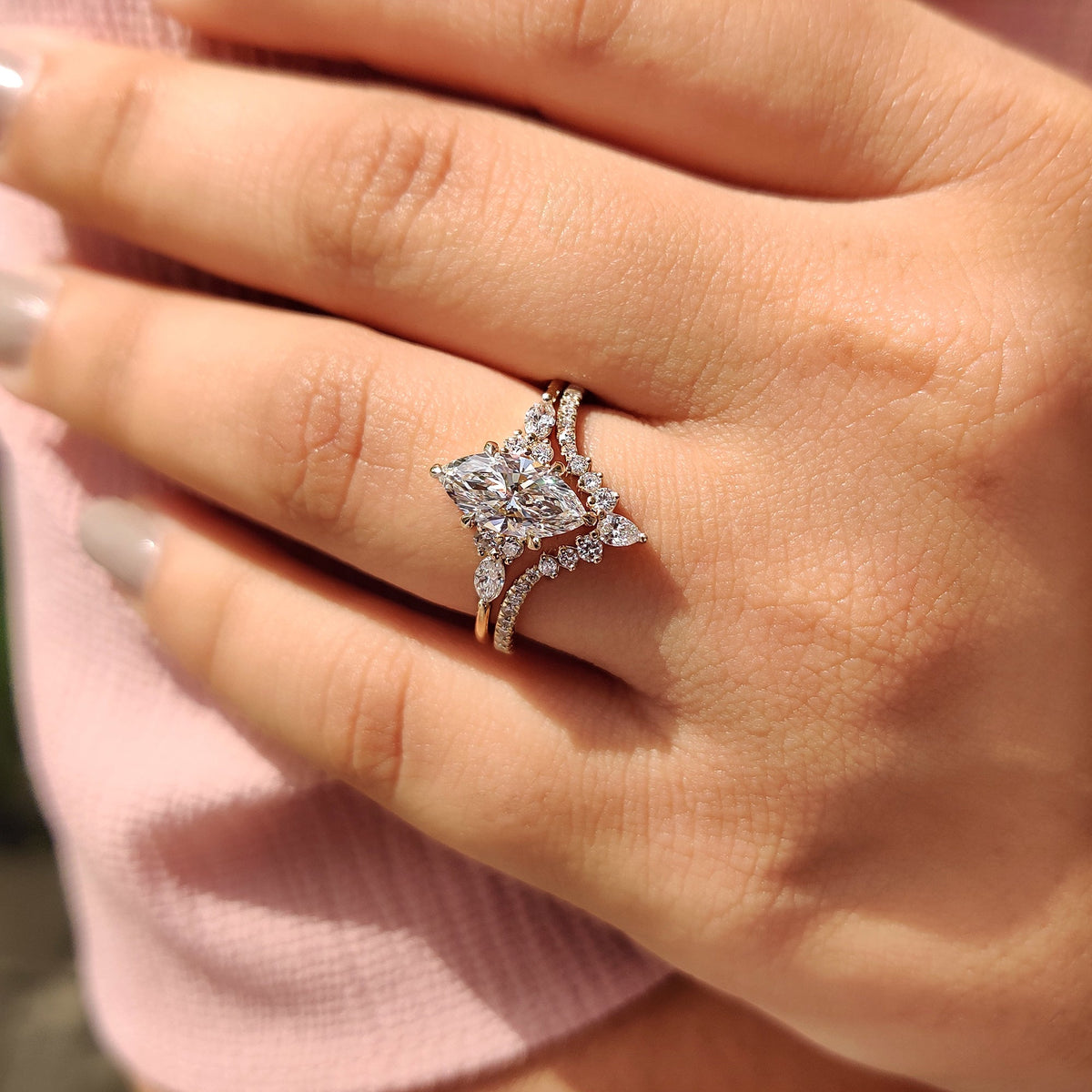 Solitaire Cathedral- 1.8 CT Cushion Lab Grown Diamond Wedding Band