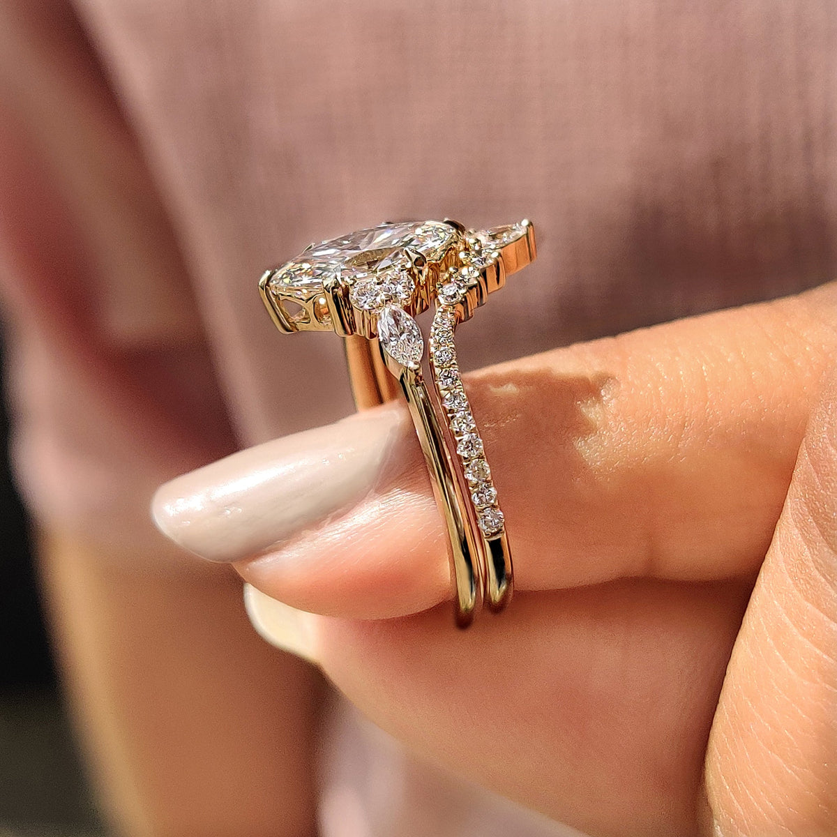 Solitaire Cathedral- 1.8 CT Cushion Lab Grown Diamond Wedding Band