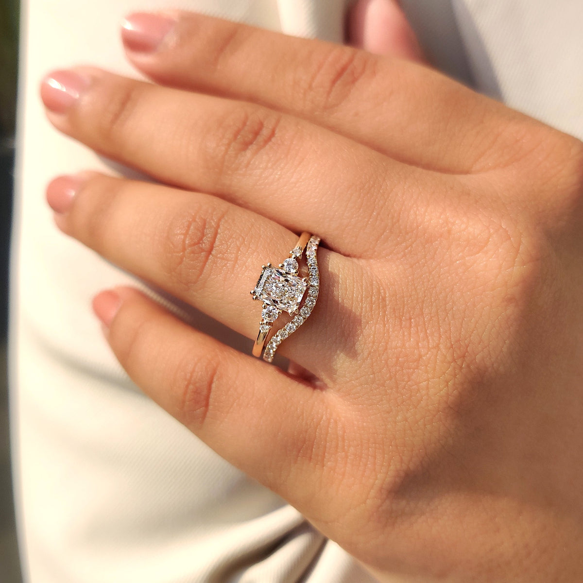 Solitaire Cathedral- 1.8 CT Cushion Lab Grown Diamond Wedding Band