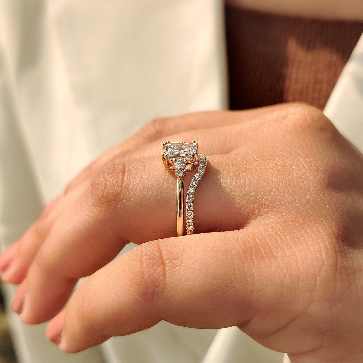 Solitaire Cathedral- 1.8 CT Cushion Lab Grown Diamond Wedding Band