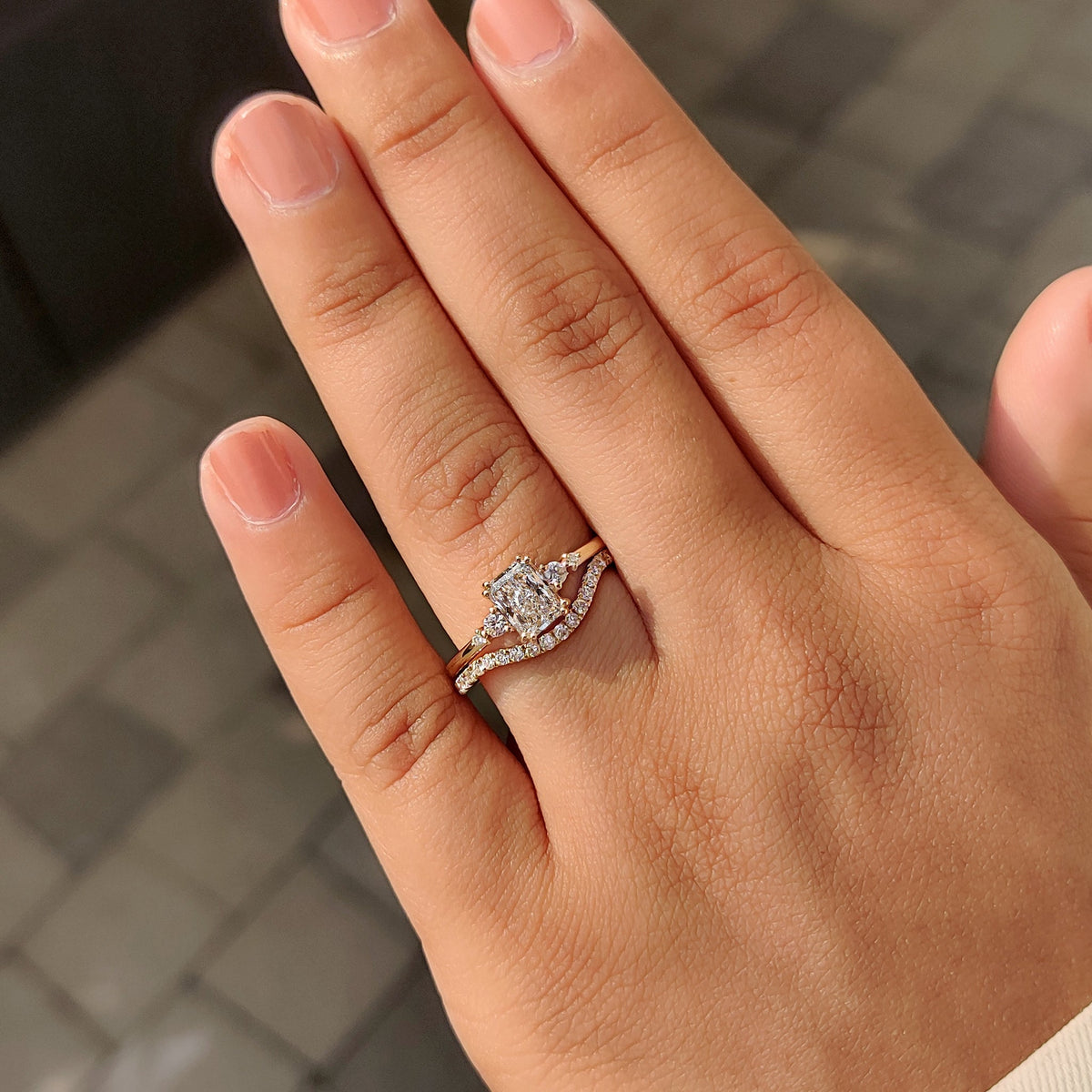 Solitaire Cathedral- 1.8 CT Cushion Lab Grown Diamond Wedding Band