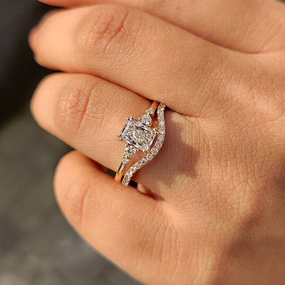 Solitaire Cathedral- 1.8 CT Cushion Lab Grown Diamond Wedding Band