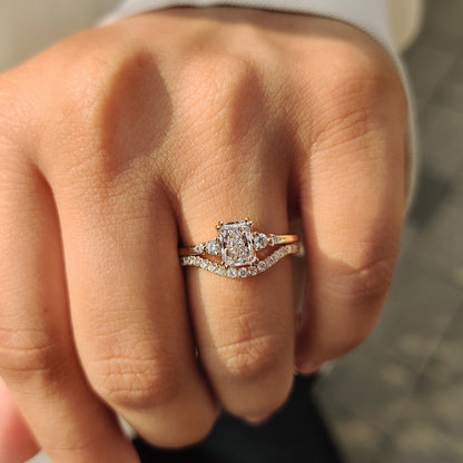 Solitaire Cathedral- 1.8 CT Cushion Lab Grown Diamond Wedding Band
