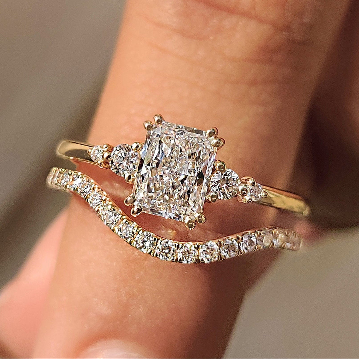 Solitaire Cathedral- 1.8 CT Cushion Lab Grown Diamond Wedding Band