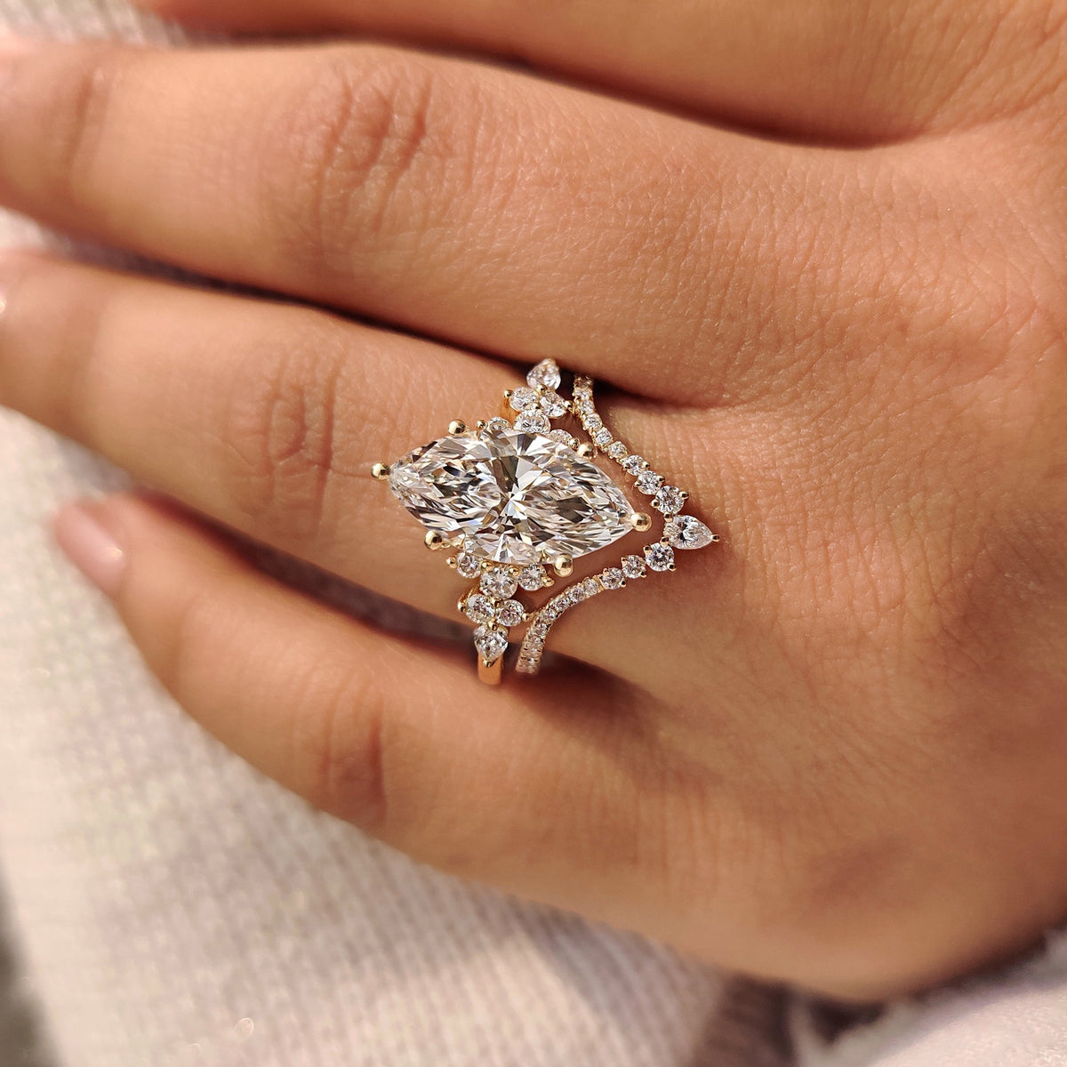Solitaire Cathedral- 1.8 CT Cushion Lab Grown Diamond Wedding Band