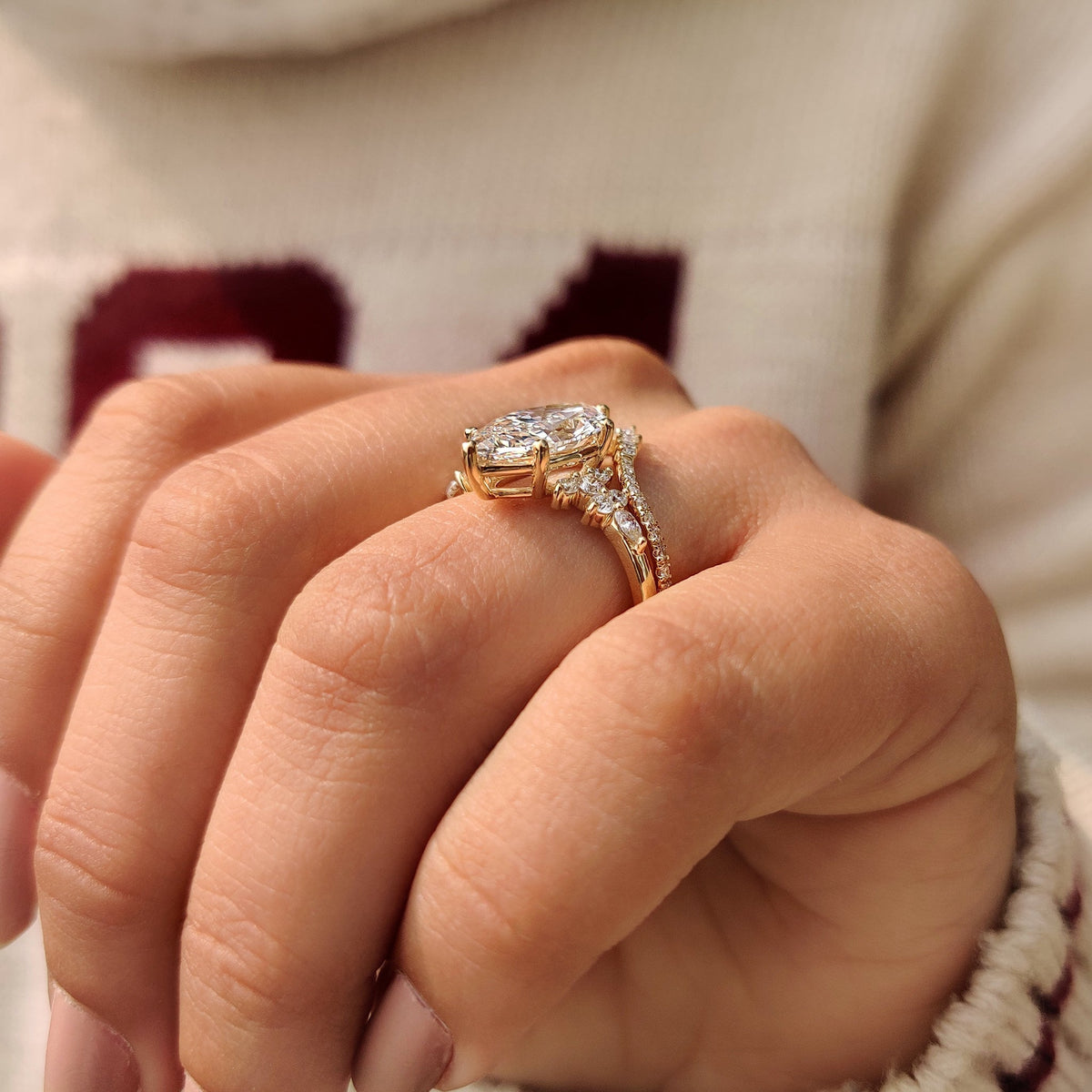 Solitaire Cathedral- 1.8 CT Cushion Lab Grown Diamond Wedding Band