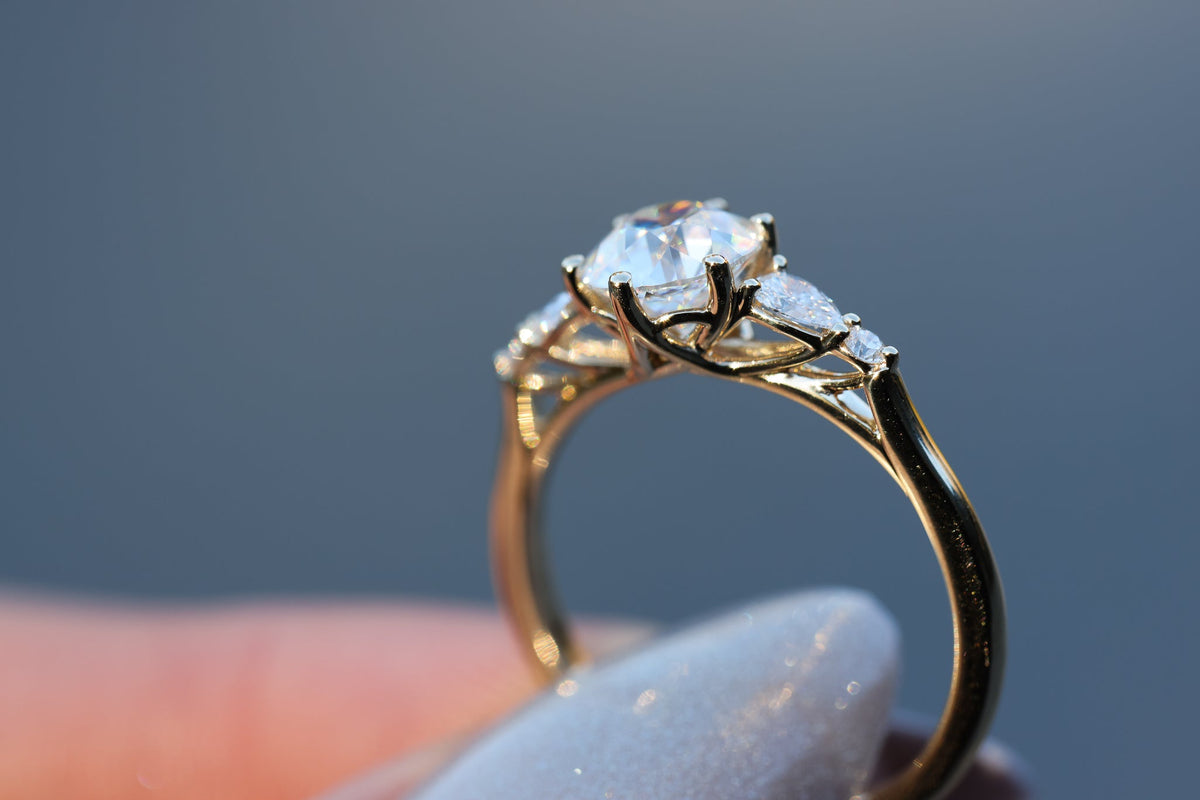 Solitaire Cathedral- 1.8 CT Cushion Lab Grown Diamond Wedding Band