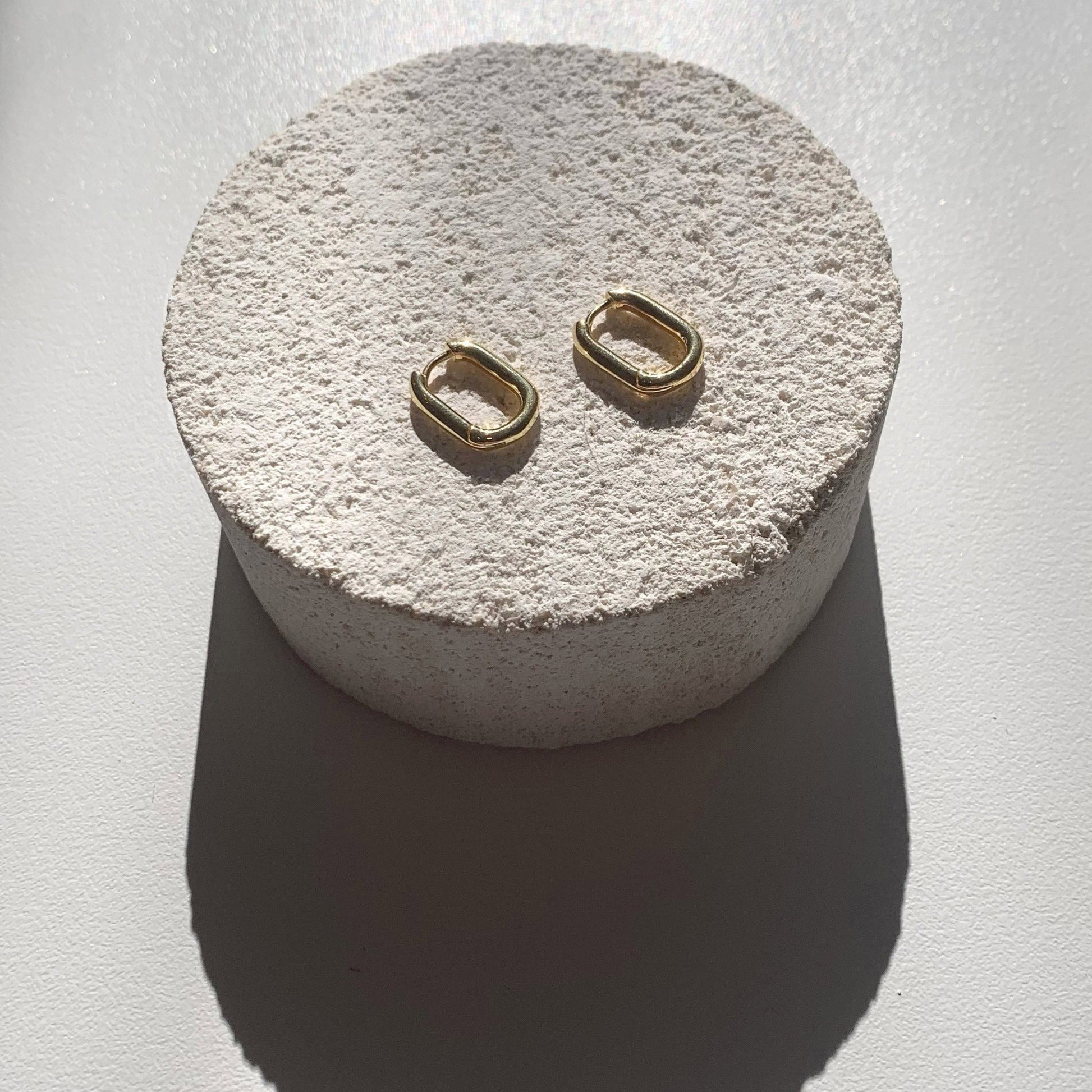 Sleek Gold Elongated Huggie Hoop Earrings 9