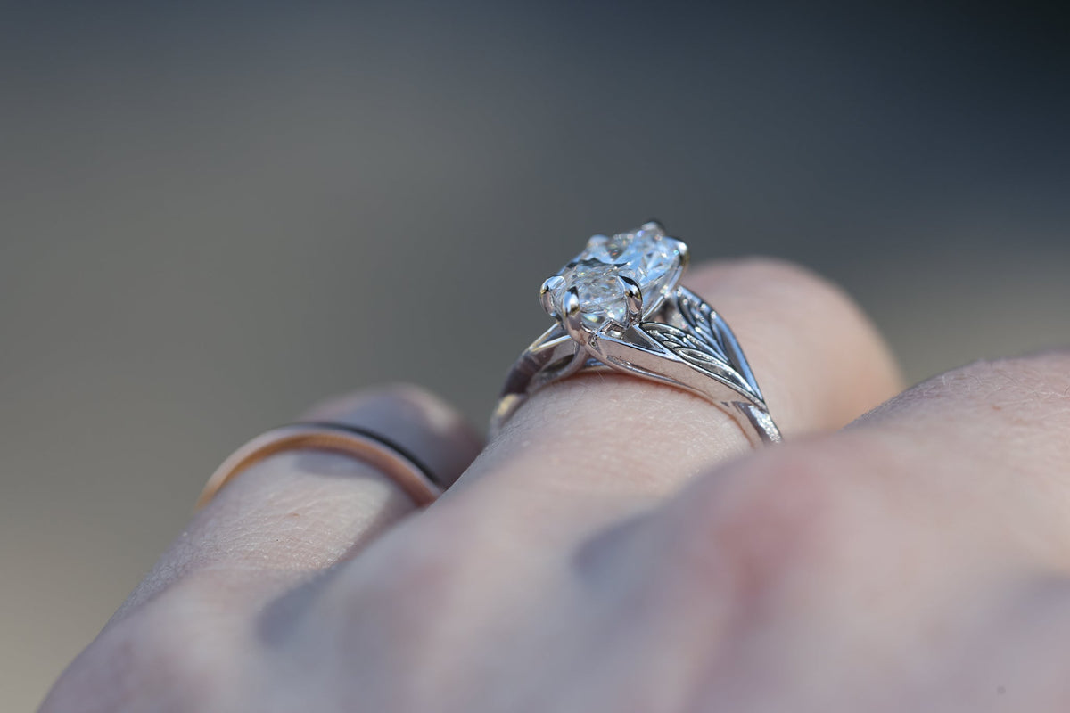 Solitaire Cathedral- 1.8 CT Cushion Lab Grown Diamond Wedding Band