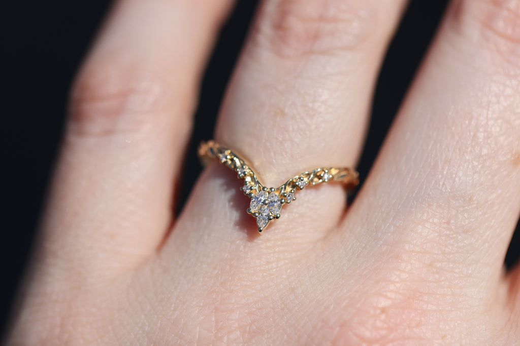 Chevron- 0.14 CT Marquise & Round Lab Grown Diamond Wedding Band