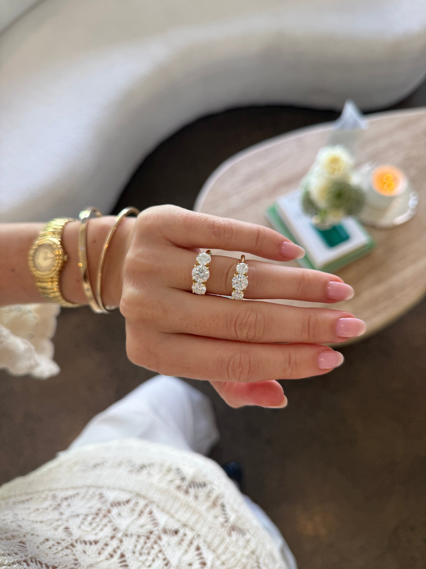 Three Stone-Round Lab Grown Diamond Engagement Ring
