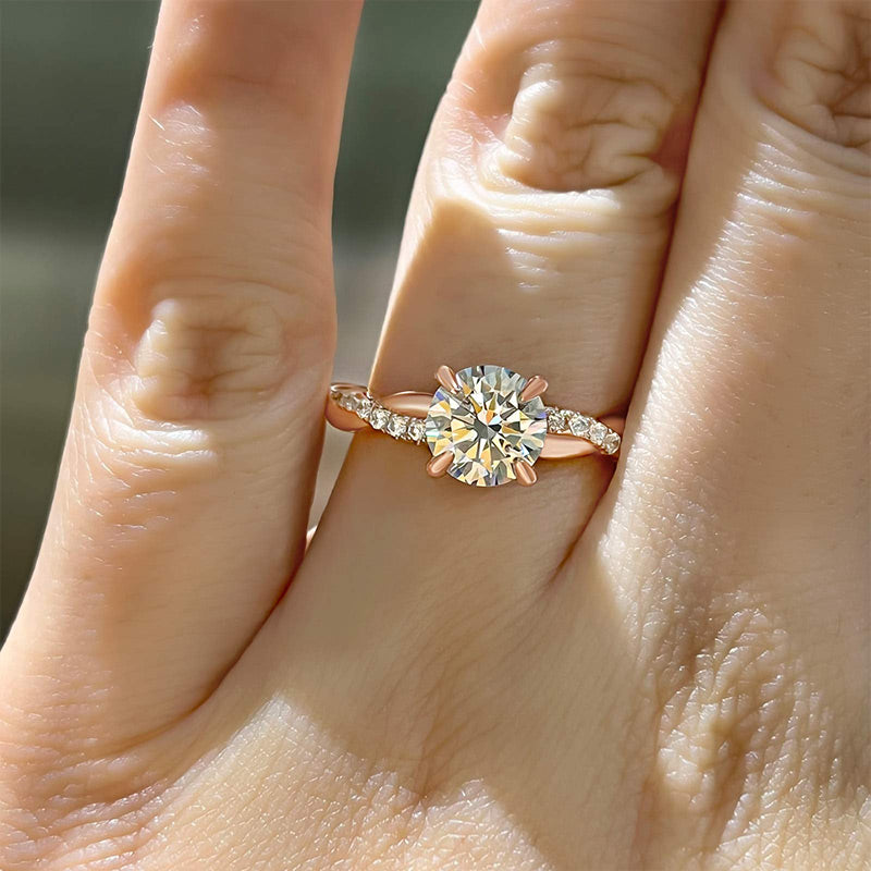 1.25 CT Round Lab-Grown Diamond Twisted Shank Pave Engagement Ring 6