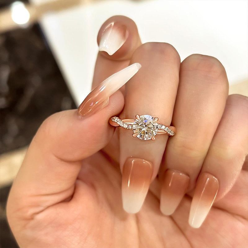 1.25 CT Round Lab-Grown Diamond Twisted Shank Pave Engagement Ring 5