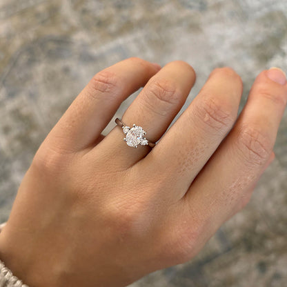 Three Stone-Oval Lab Grown Diamond Engagement Ring