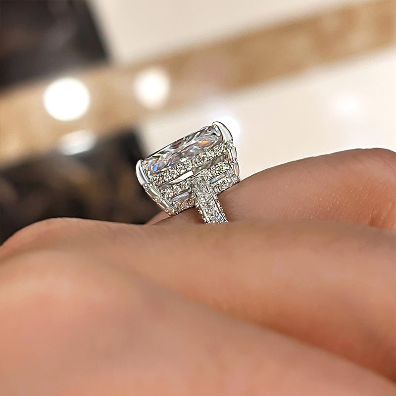 7 Carat Radiant Lab-Grown Diamond Hidden Halo Pave Engagement Ring