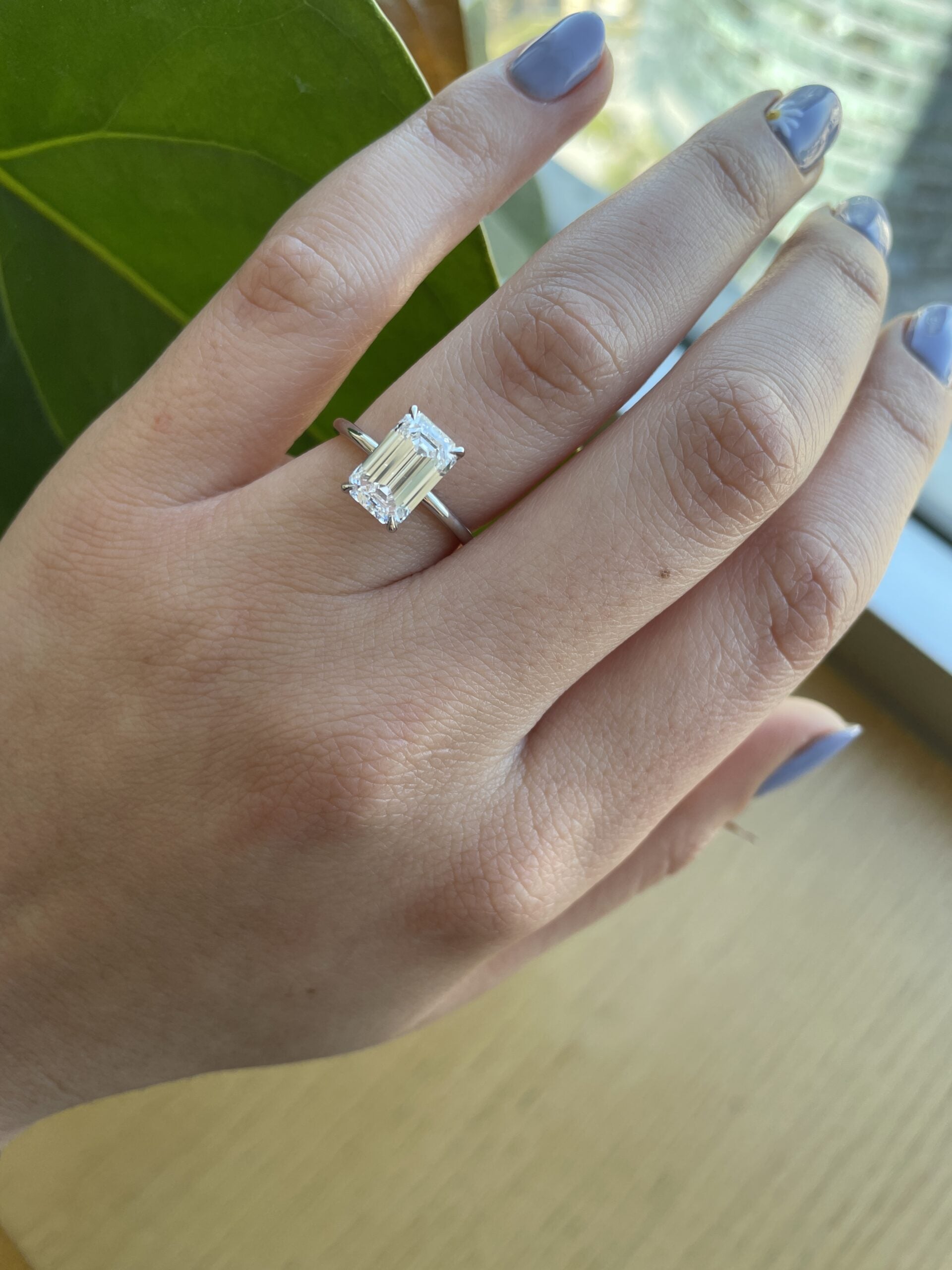 2.6 CT Emerald-Cut Lab Diamond Solitaire Engagement Ring