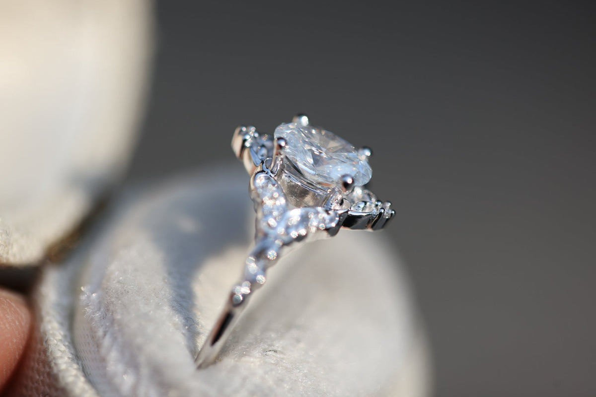 Solitaire Cathedral- 1.8 CT Cushion Lab Grown Diamond Wedding Band