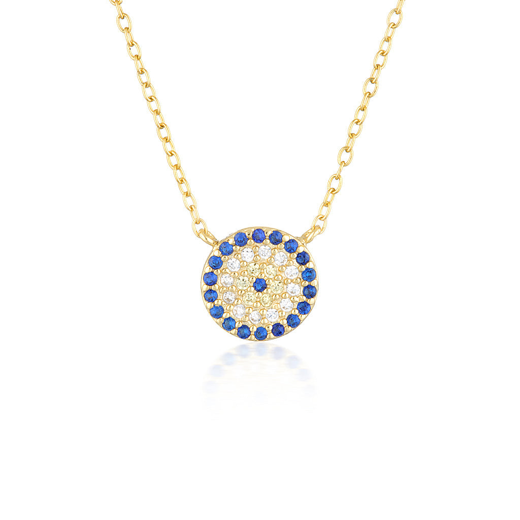 0.30 TCW Round Blue Sapphire Lab-Made  Diamond Necklace