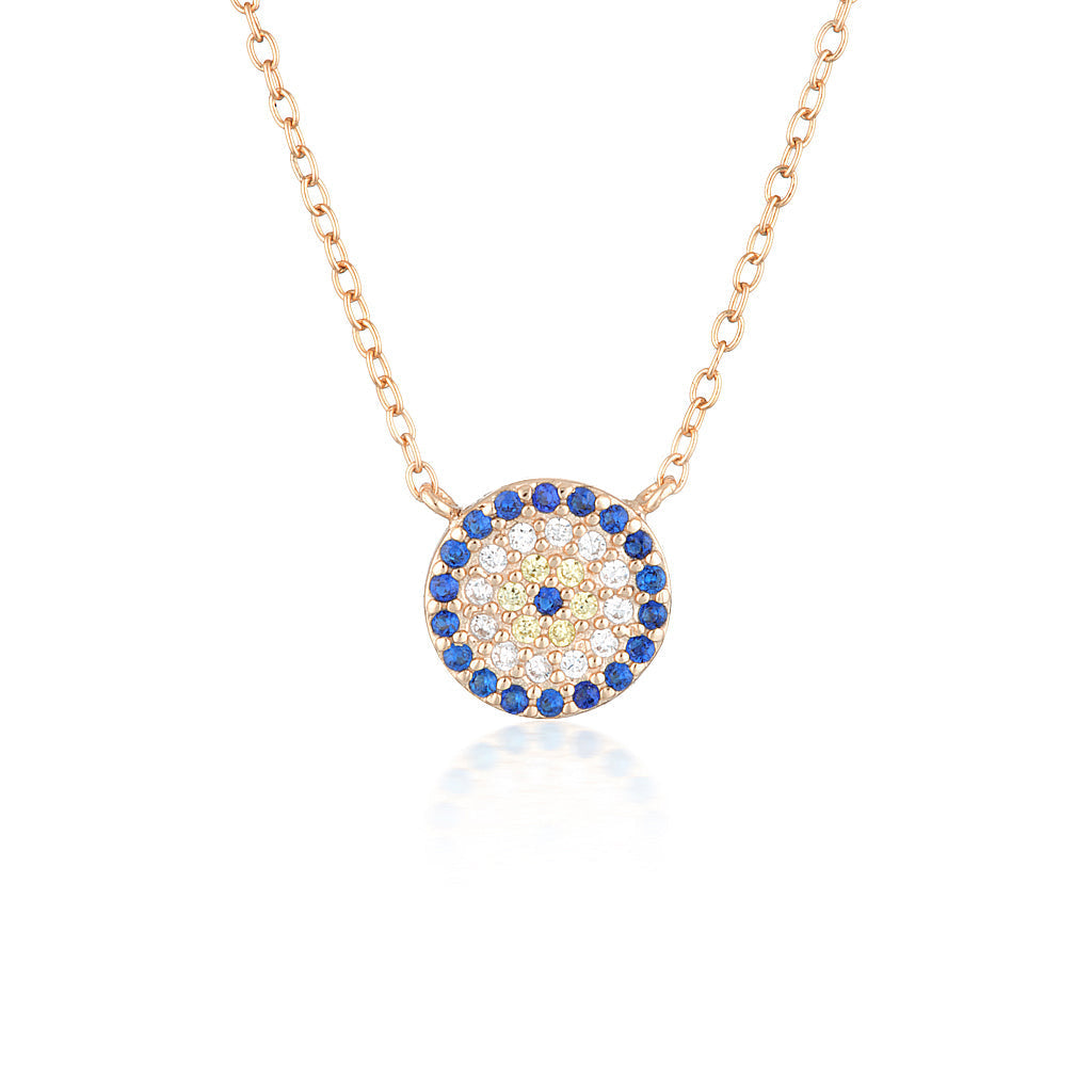 0.30 TCW Round Blue Sapphire Lab-Made  Diamond Necklace 1