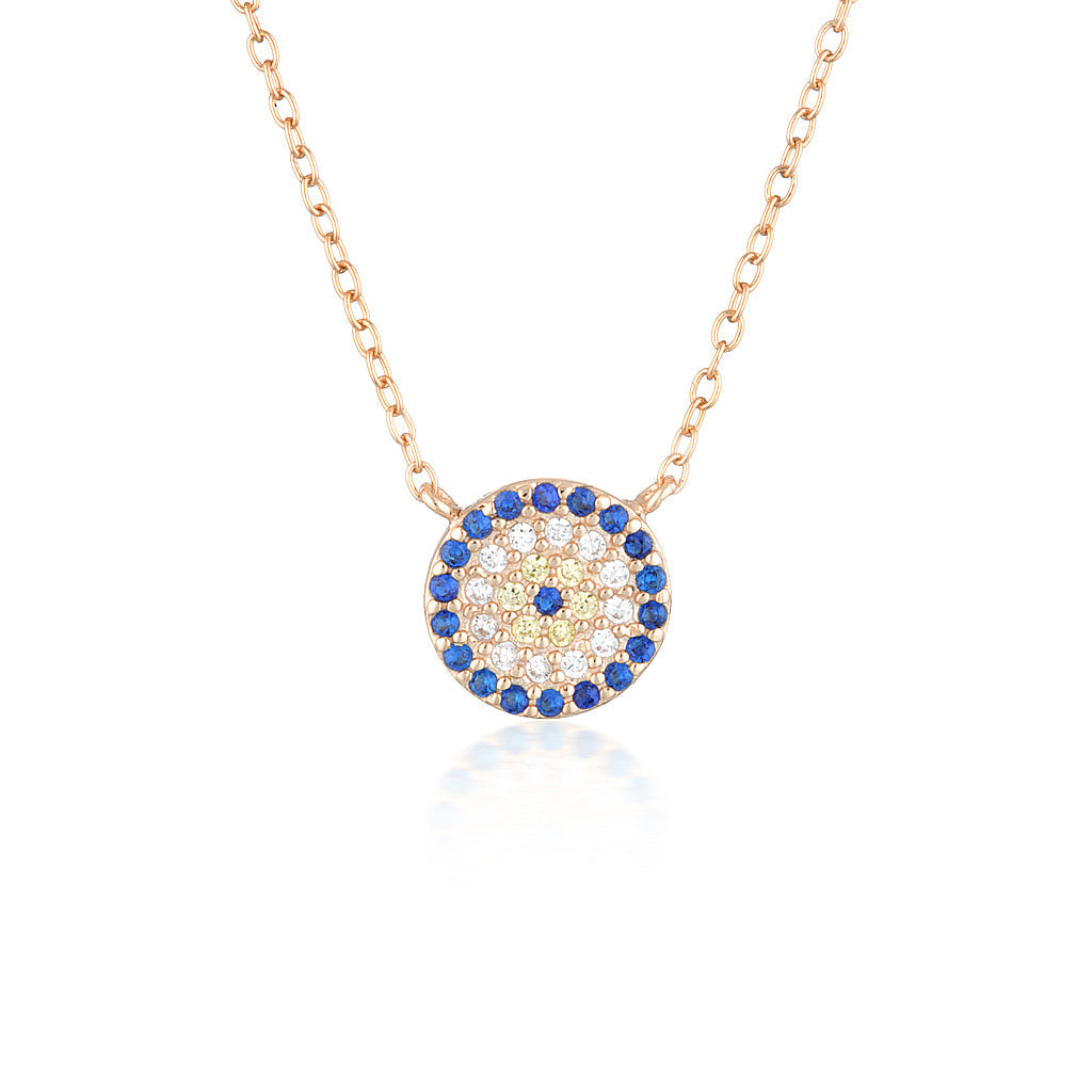 0.30 TCW Round Blue Sapphire Lab-Made  Diamond Necklace