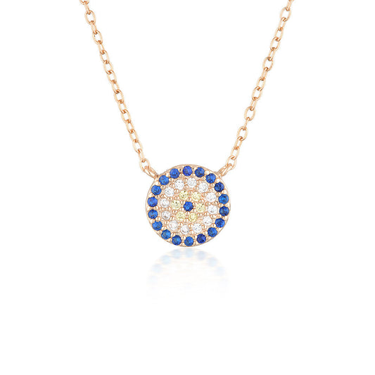 0.30 TCW Round Blue Sapphire Lab-Made  Diamond Necklace