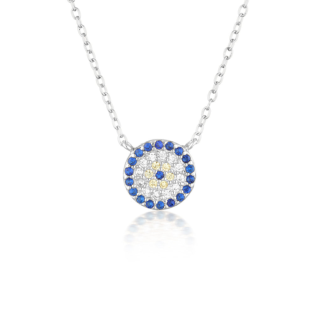 0.30 TCW Round Blue Sapphire Lab-Made  Diamond Necklace