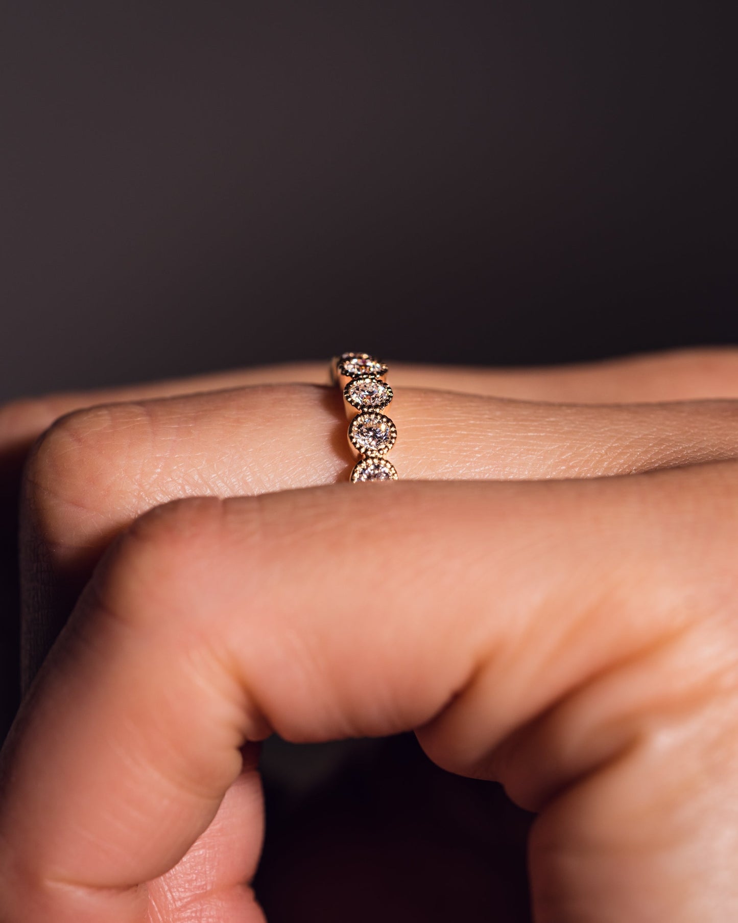 0.7 CT Round Shaped Milgrain Lab Grown Diamond Wedding Band