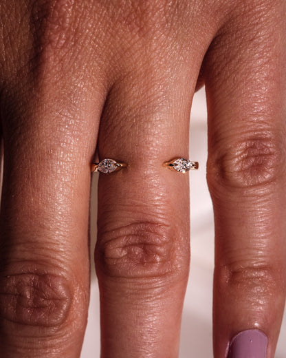 0.34 CT Marquise Shaped Lab Grown Diamond open Wedding Band