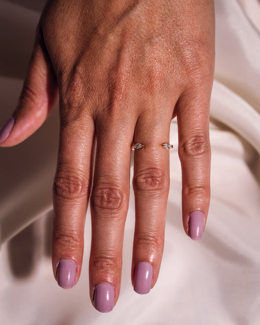 0.34 CT Marquise Shaped Lab Grown Diamond open Wedding Band