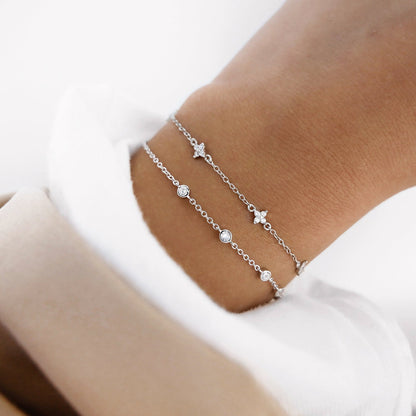 Elegant 0.05 TCW Lab-Grown Diamond Floral Bracelet 15