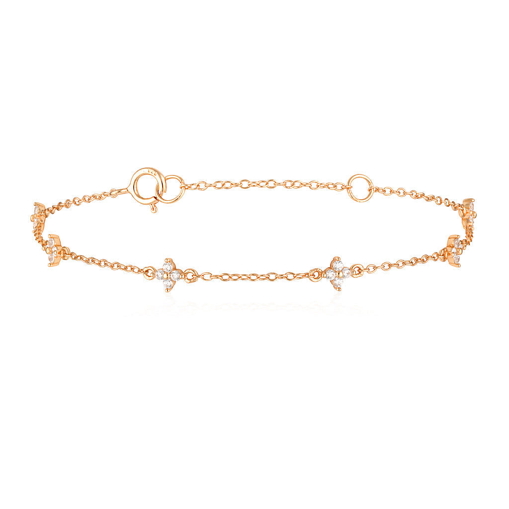 Elegant 0.05 TCW Lab-Grown Diamond Floral Bracelet