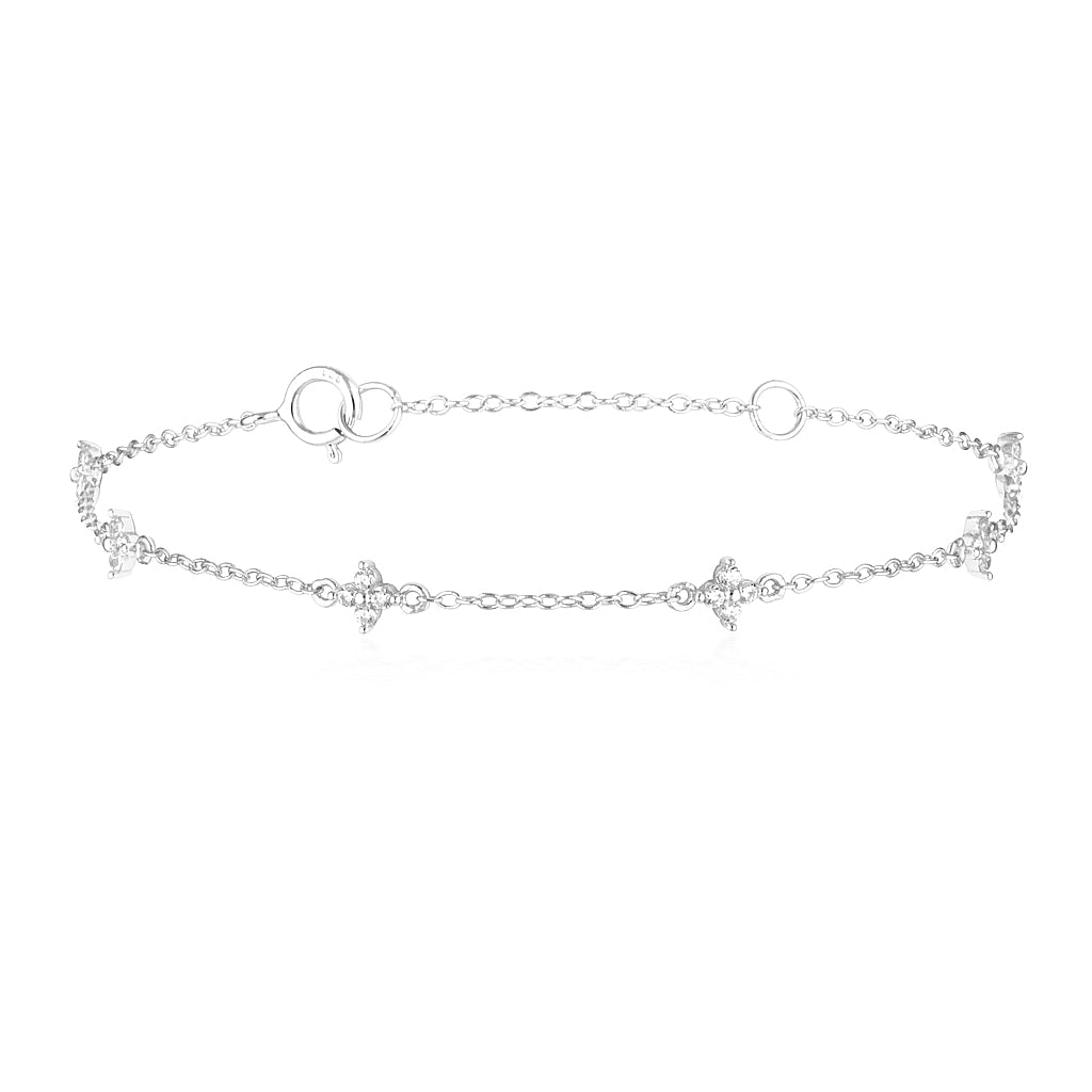 Elegant 0.05 TCW Lab-Grown Diamond Floral Bracelet