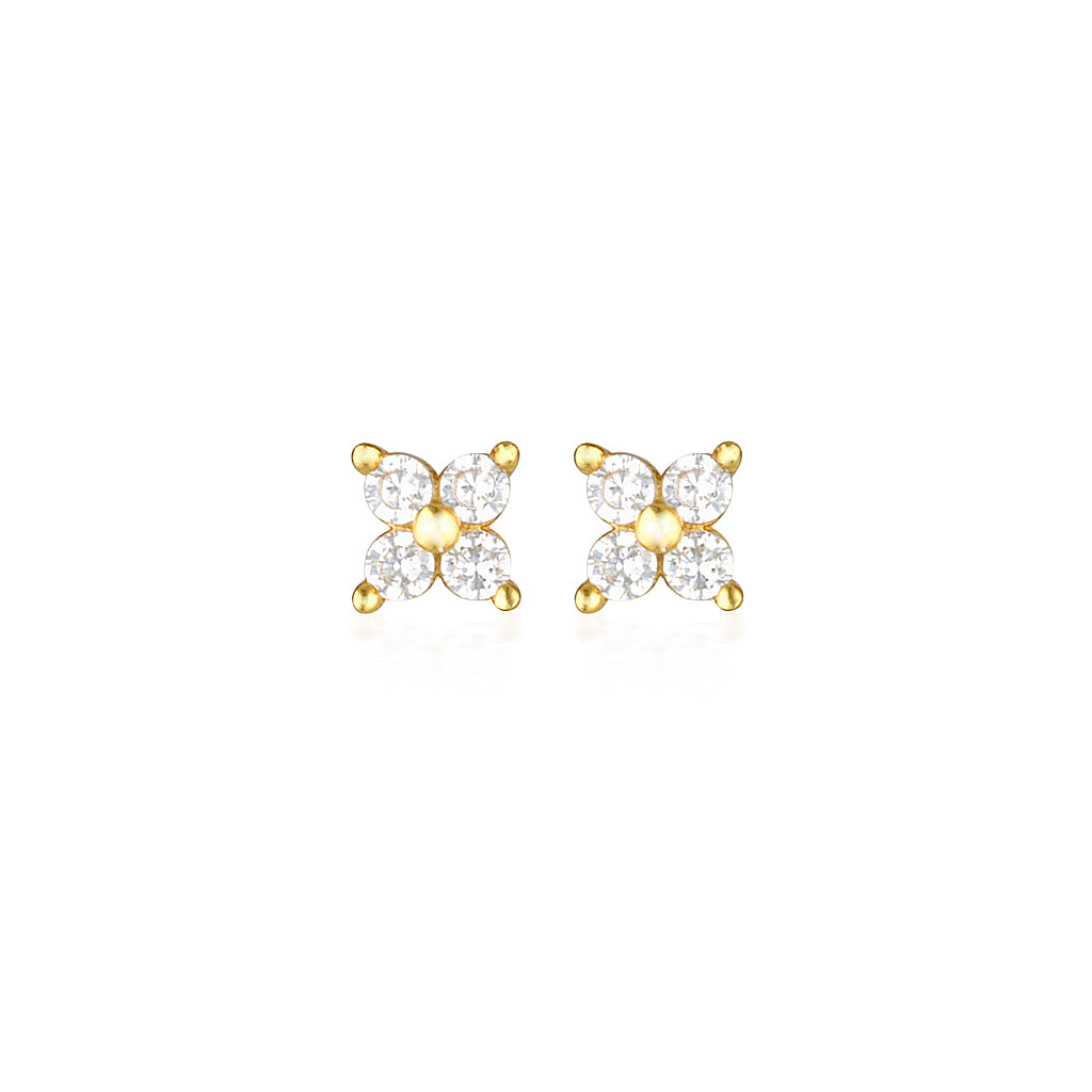 Radiant 0.02 TCW Round Lab-Grown Diamond Floral Stud Earrings 23