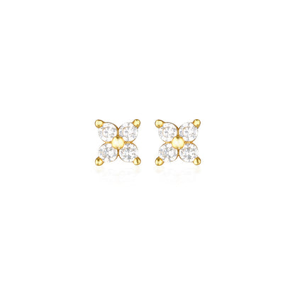 Radiant 0.02 TCW Round Lab-Grown Diamond Floral Stud Earrings 23