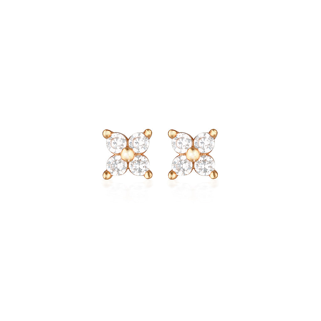 Radiant 0.02 TCW Round Lab-Grown Diamond Floral Stud Earrings