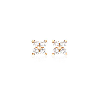 Radiant 0.02 TCW Round Lab-Grown Diamond Floral Stud Earrings 24
