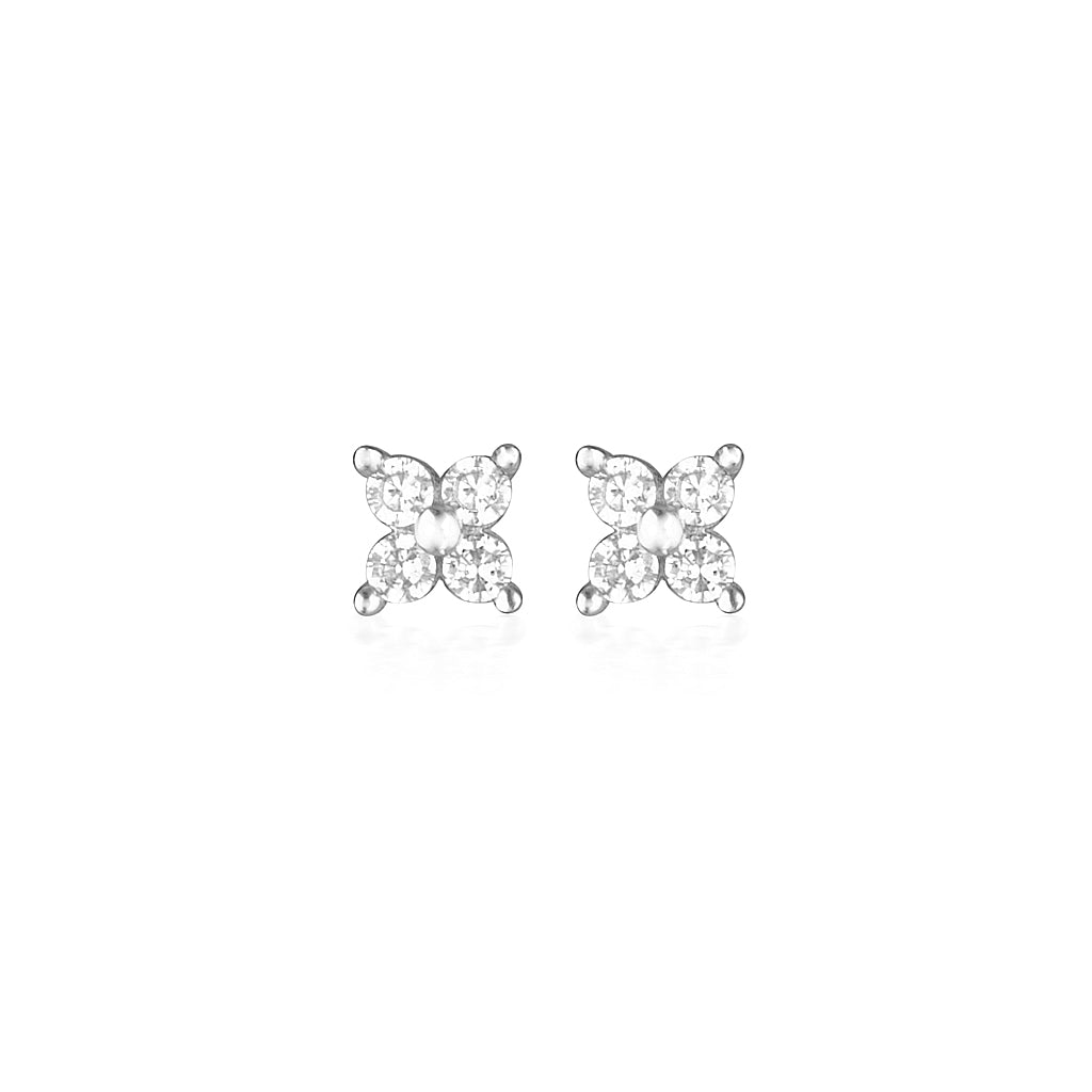 Radiant 0.02 TCW Round Lab-Grown Diamond Floral Stud Earrings