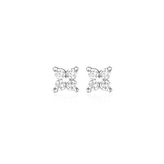 Radiant 0.02 TCW Round Lab-Grown Diamond Floral Stud Earrings