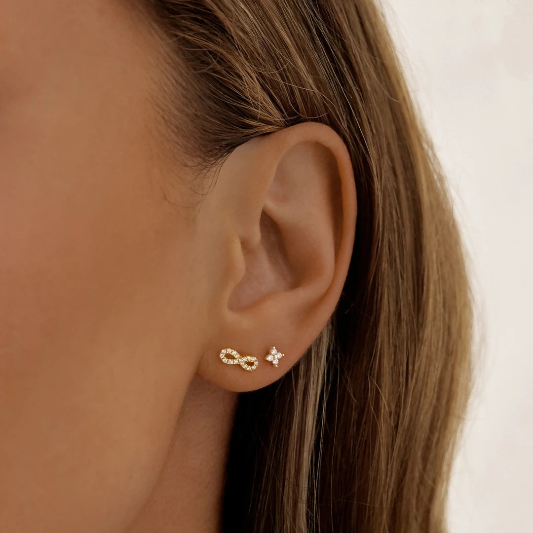 Radiant 0.02 TCW Round Lab-Grown Diamond Floral Stud Earrings 20