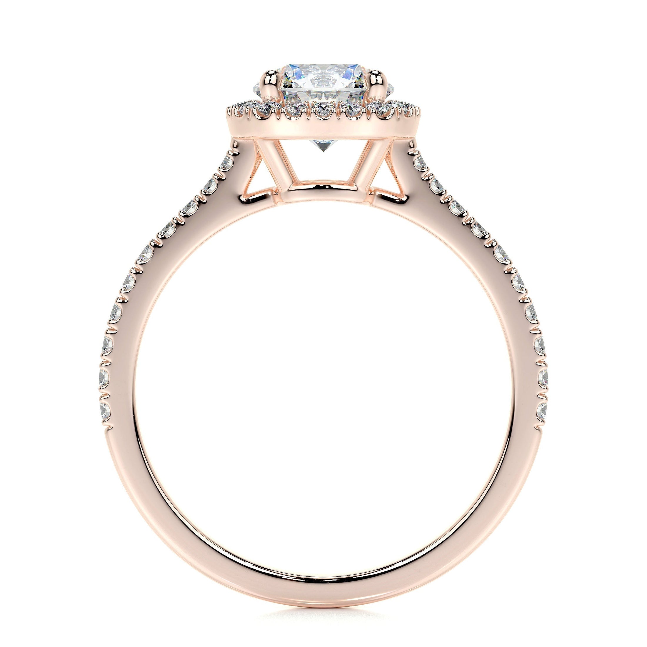 1.0 CT Round Lab Grown Diamond Halo Pave Engagement Ring