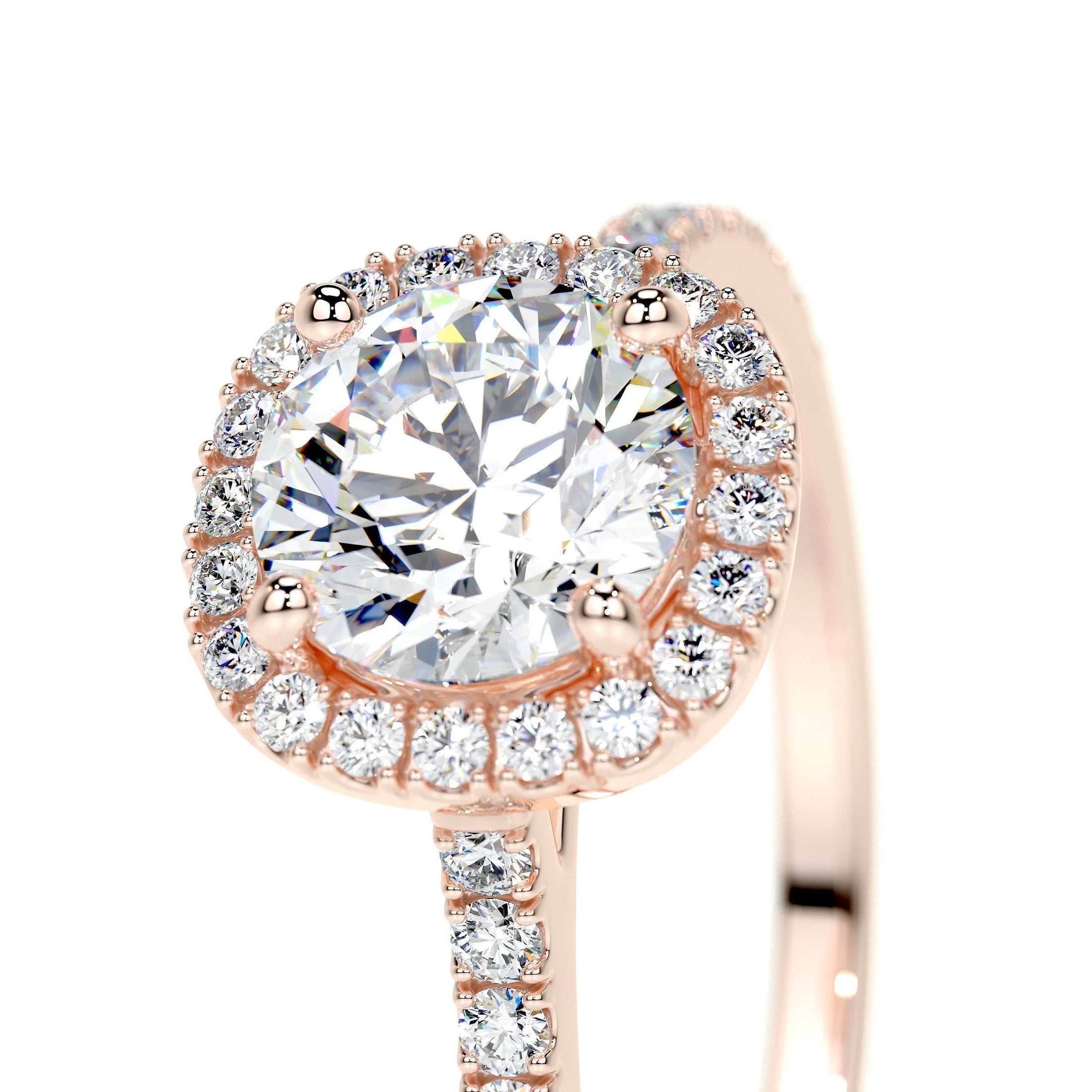 1.0 CT Round Lab Grown Diamond Halo Pave Engagement Ring