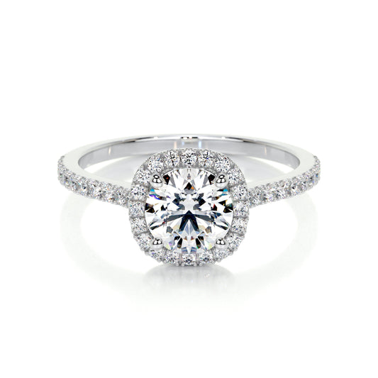 1.0 CT Round Lab Grown Diamond Halo Pave Engagement Ring