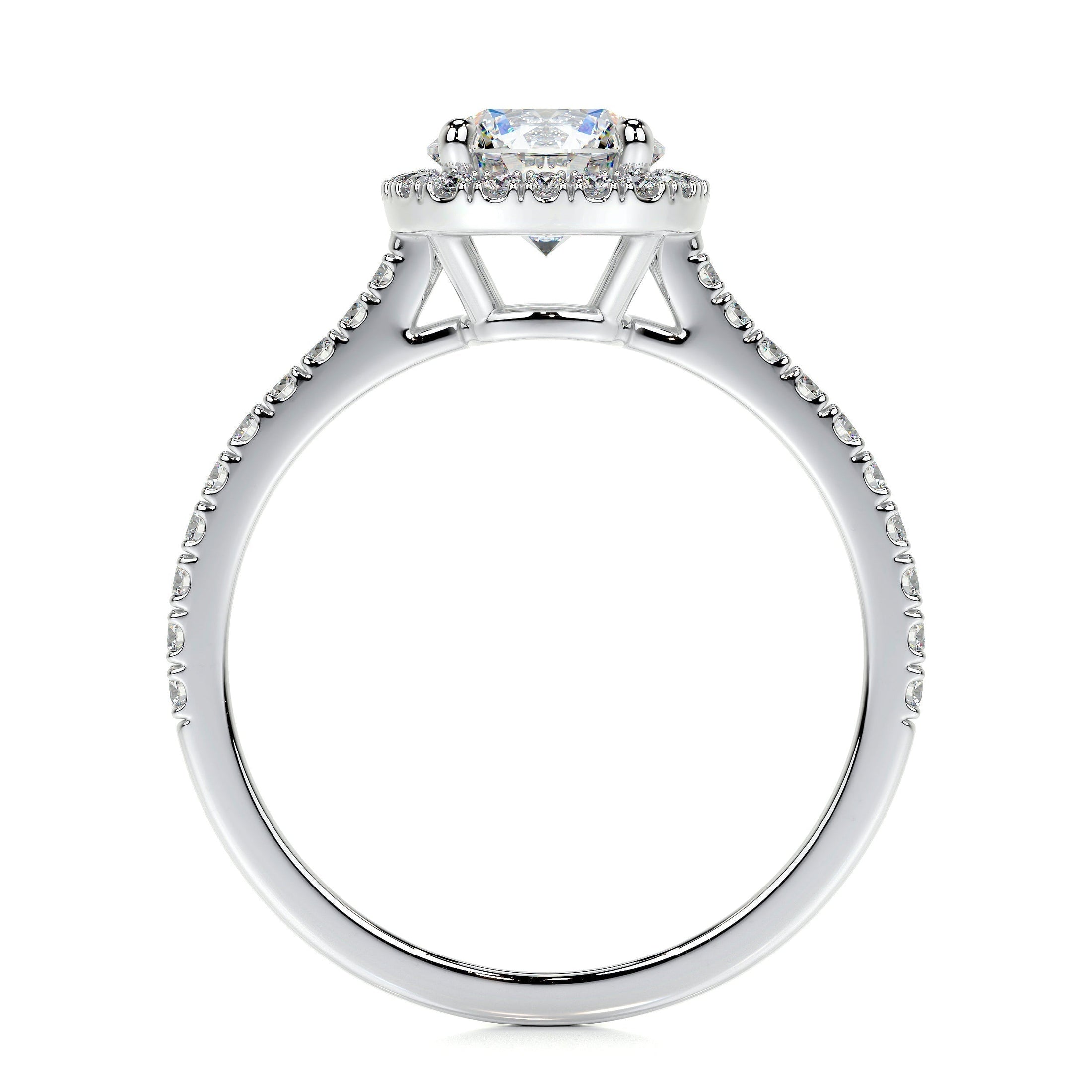 1.0 CT Round Lab Grown Diamond Halo Pave Engagement Ring