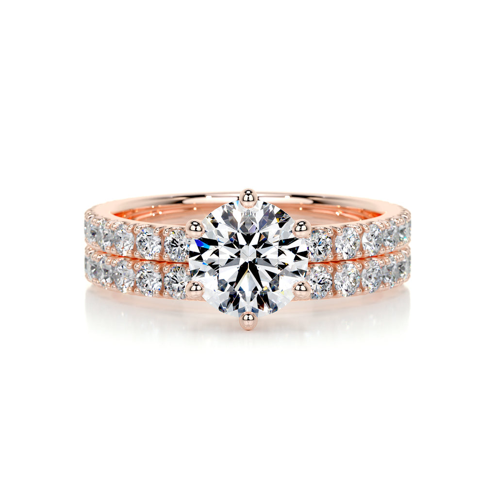 Radiant 1.50 CT Round Lab Grown Diamond Solitaire Bridal Ring Set 12